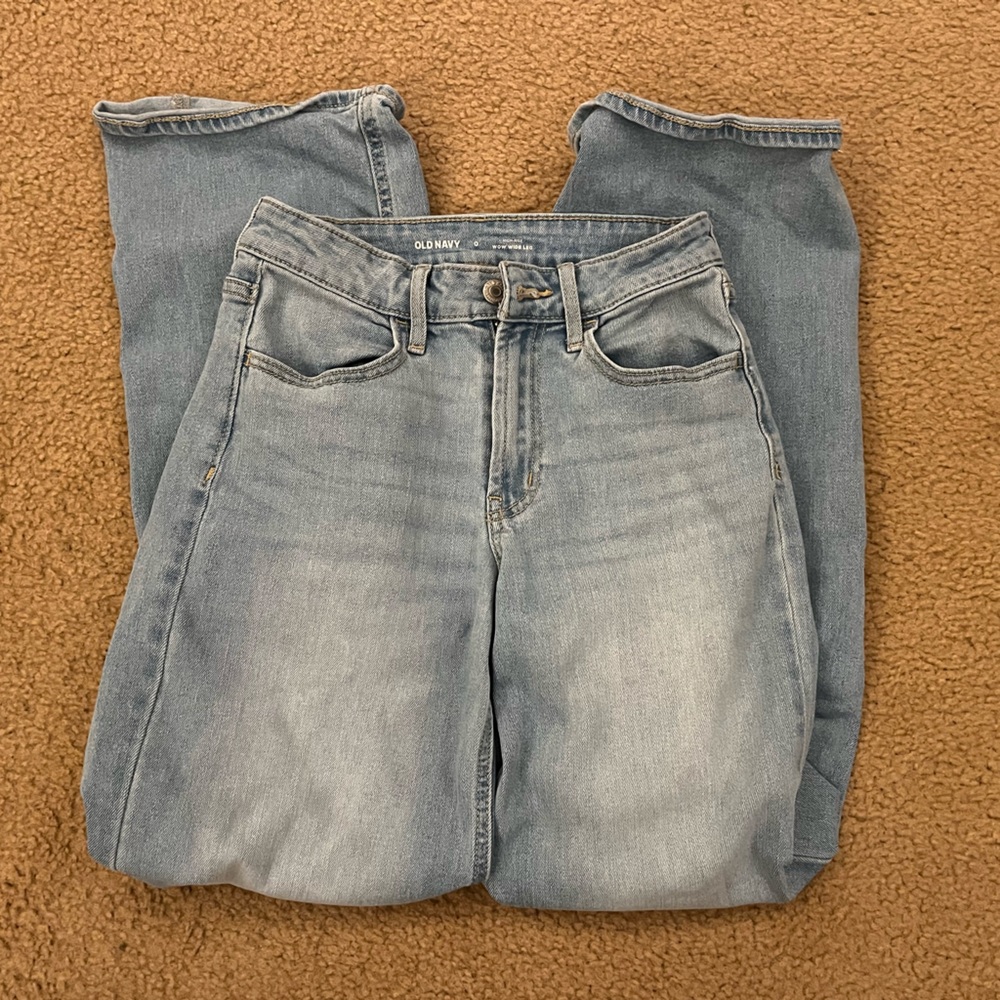 Old Navy highrise wide legged blue jeans